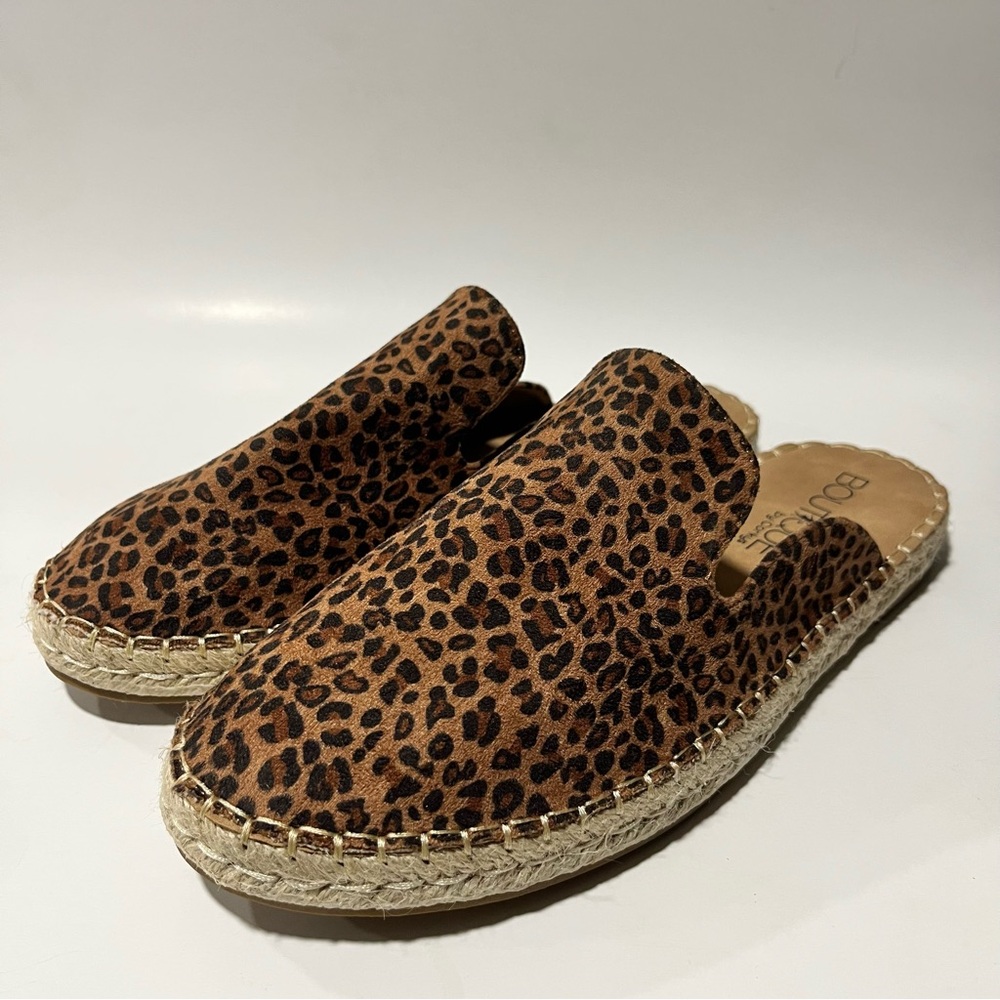 Boutique by Corky’s Taffy Leopard Print Espadrille Mules Flats Slip-on Comfort
